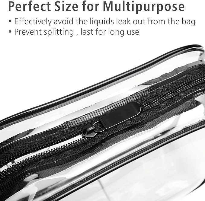 PACKISM Clear Makeup Bag - 3 Pack TSA Approved Toiletry Bag, Travel Clear Toiletry Bag, Black White Grey