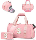 8 Year Old Girl Birthday Gift -Girl Gym Bag with Shoe Compartment, Kid Gymnastics bag, Initial Cheer Bags with Makeup Pouch, Valentines Day Gift for Girls Toddler(Letter R)