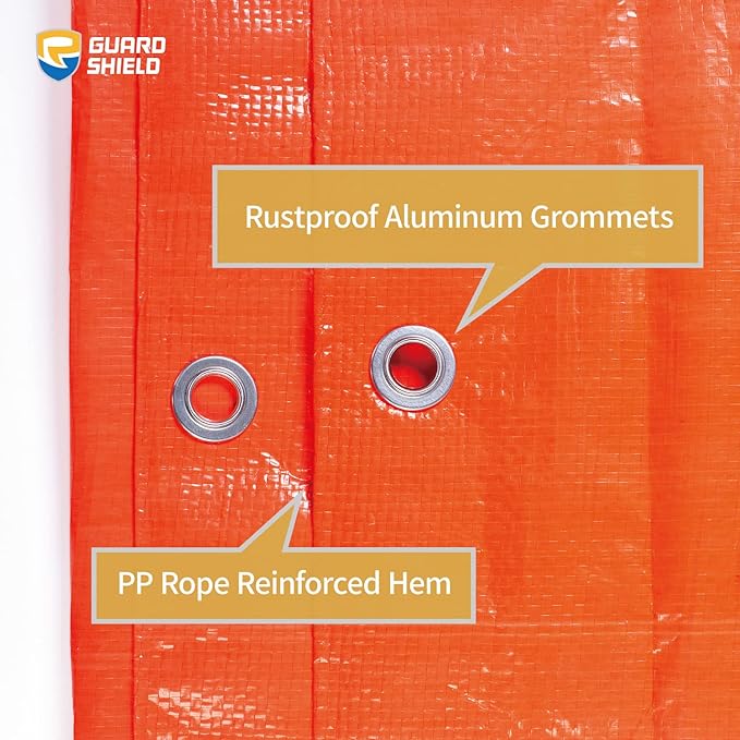 GUARD SHIELD Orange Tarp 6x8 Feet Tarps High Visibility Outdoor Poly Cover Lightweight 6mil
