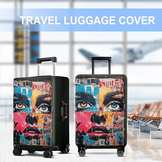 Luggage Cover Washable Suitcase Protector Anti-scratch Suitcase cover Fits 20-34 Inch Luggage (Girl-4, M(24-26inch suitcase))