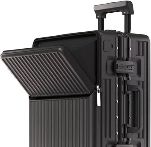 2-Piece Hardshell Zipperless Luggage Set, 20/26" Aluminum Frame Hardshell Spinner Luggage, Airline Approved Carry-On Luggage, TSA Lock, 360° Quiet Wheels With Cup Holder (Black)
