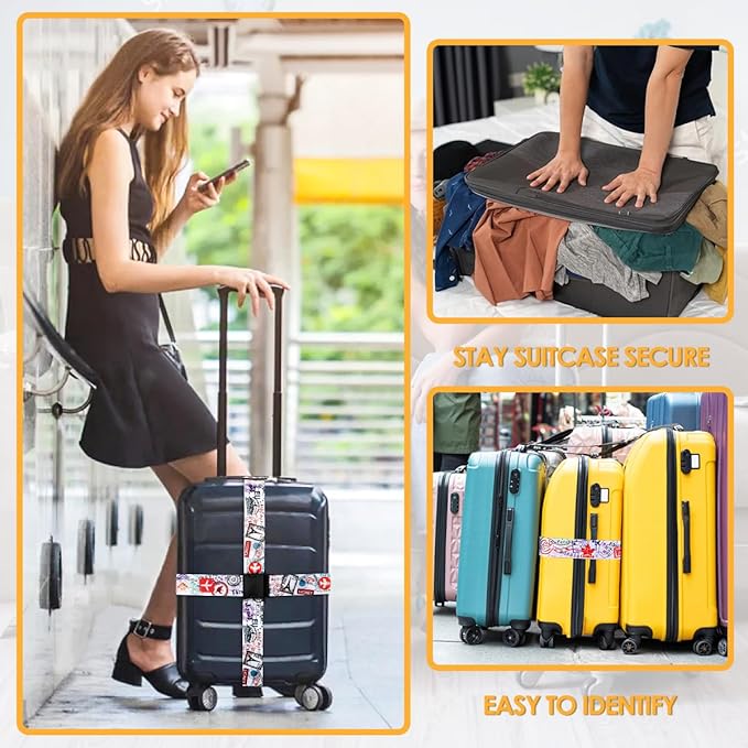 Adjustable Travel Luggage Strap Suitcase Belt Travel Bag Accessories 1.96 in W x 6.23 ft L