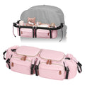 Double Stroller Organizer for Bob Duallie and Baby Jogger City Mini GT2, Double Stroller Caddy Organizers with Cup Holder and 2 Cooler Pockets Parent Console Double Stroller Accessories