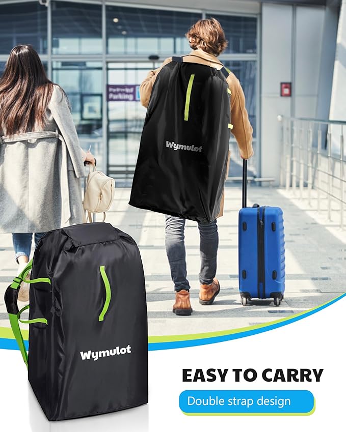 Large Stroller Bag for Airplane, Waterproof Stroller Travel Bag, Gate Check Stroller Bag for Single/Double Stroller Travel Bag with Handle and Drawstring Closure Stroller Cover (Black)