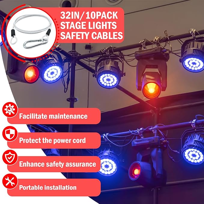 1/8 inch Stainless Steel Security Cable with Hooks 2.6 FT Luggage Lock Security Cable with Loops（10Pack ）