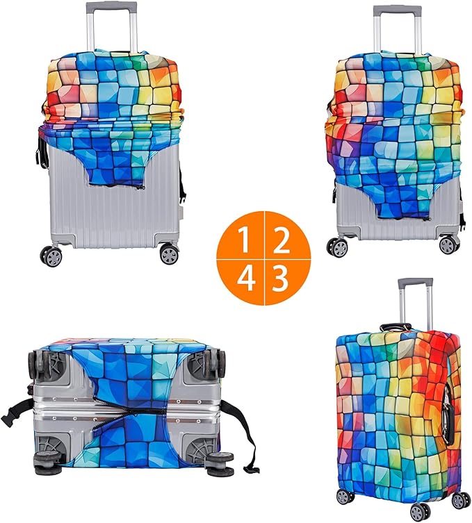 MosaiRudo Travel Luggage Covers For Suitcase Tsa Approved,Suitcase Cover Protector Fit 18-32 Inch Luggage Travel Accessories (T2481, S)