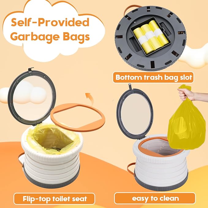 SunnySmile Portable Toilet for Kids,Portable Potty Seat for Toddler Travel,Travel Potty with Travel Bag, Applicable to Camping, Indoor/Outdoor Use, Includes 75 Replacement Bags