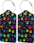 Cute Dog Paws Leather Luggage Tag with Stainless Steel Ring, Fun Name Id Card Cover Travel Bag Tag Set, Suitable for Travel Bag Luggage Women Men 1 PCS