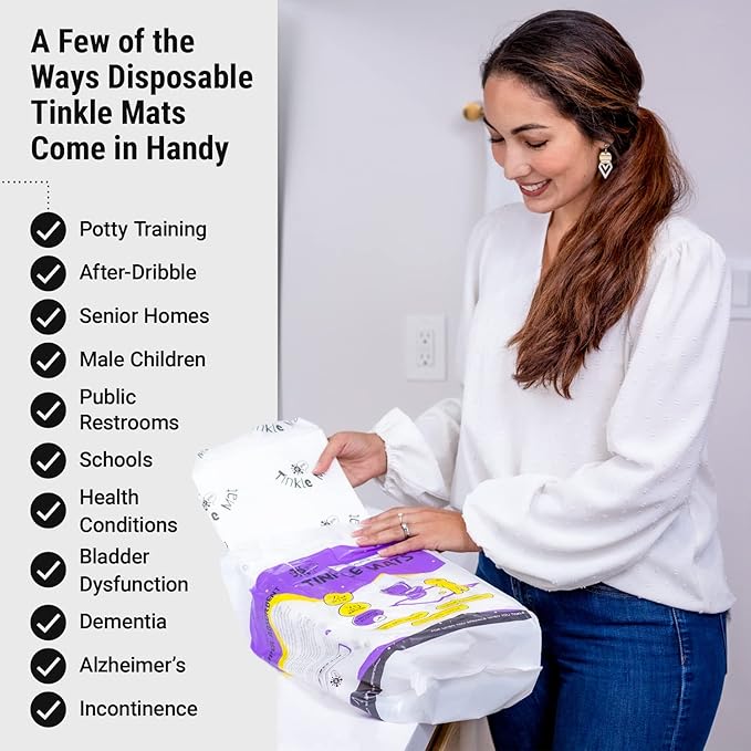 Tinkle Mat Disposable Toilet Commode Mat – Super Absorbent, Deodorizing Toilet Mats for Bathroom U Shaped – Great for Kid Potty Training, Incontinence & More – 24 x 24 Inches, 20 Pack, Lavender