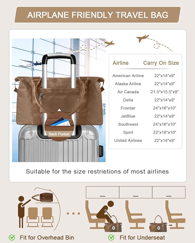 Birthday Graduation Gifts for Daughter,Initial Travel Duffel Bag Sports Gym Bag for Girls Teen Kids Birthday Gifts,Personalized Weekender Bag Carry On Tote Bags Cute Overnight Bag for Women(Brown, G)