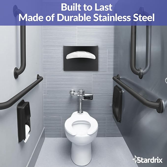 Stainless Steel Toilet Seat Cover Dispenser, Wall Mount Single or 1/2 Fold Large Capacity Toilet Seat Covers Holder for Commercial and Residential, Matt Black
