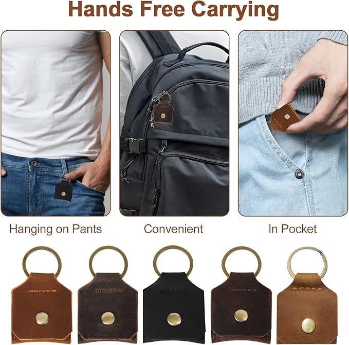 Jack&Chris Genuine Leather SD Card Holder Keychain, Anti-Shock Anti-Dust SD Card Case, Portable Camera Accessories for SD CF CFexpress Micro SD Nano SIM and Micro SIM Cards, Yellow Brown 2 Packs