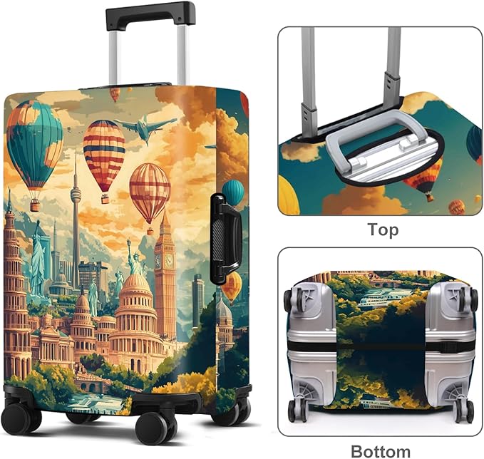 Luggage Cover Washable Suitcase Protector Anti-scratch Suitcase cover Fits 20-34 Inch Luggage (Balloon, S(20-22inch suitcase))