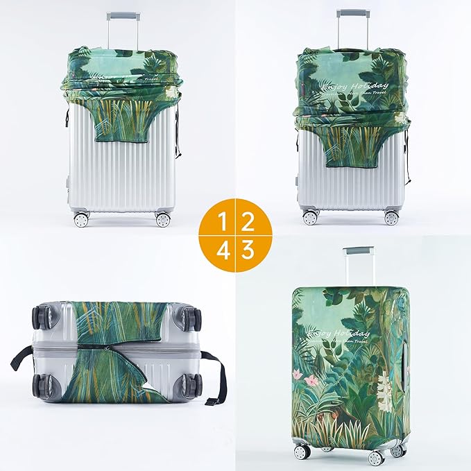 Travelkin Luggage Covers For Suitcase Tsa Approved,Suitcase Cover Protector Fit 18-32 Inch Luggage (Jungle, M)