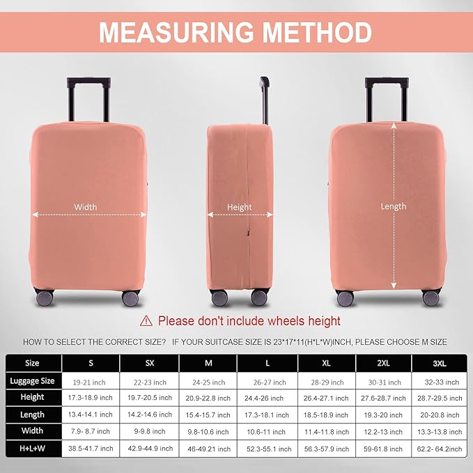 Travel Luggage Cover Suitcase Protector Scratch-Resistant Fit 19-31 Inch Suitcase, Not Included Suitcase (Pink, SX(22-23 inch))