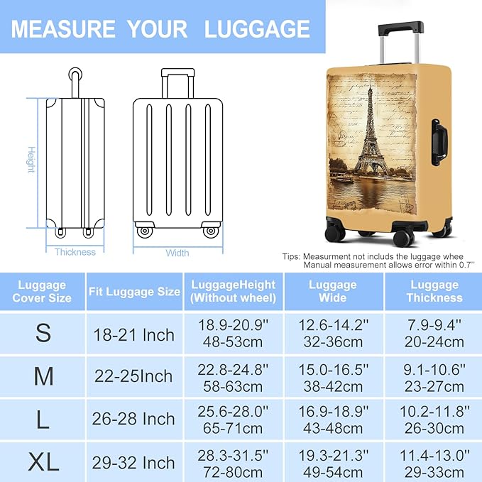 Luggage Cover Washable Suitcase Protector Anti-scratch Suitcase cover Fits 20-34 Inch Luggage (Tower-3, XL(32-34inch suitcase))
