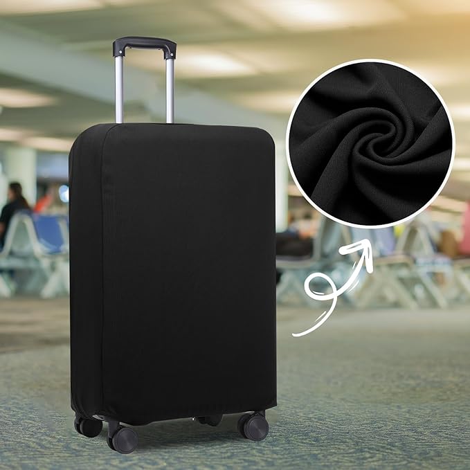 PATIKIL Luggage Cover, Suitcases Covers Elastic Carry on Cover Protector Washable Scratch-Resistant Fits 24-25 Inch Luggage for Travel Business Trips, Black