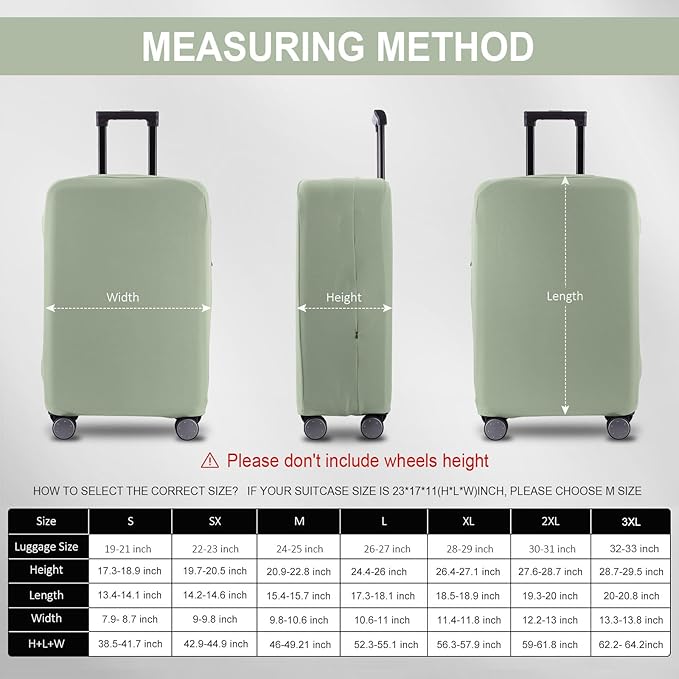 Travel Luggage Cover Suitcase Protector Scratch-Resistant Fit 19-31 Inch Suitcase, Not Included Suitcase (Cyan, 3XL(32-33inch))