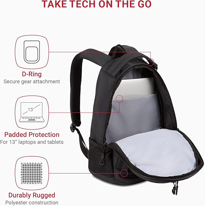 SwissGear 1186 Bungee Backpack, Grey (Laptop Version), 17.75 inch