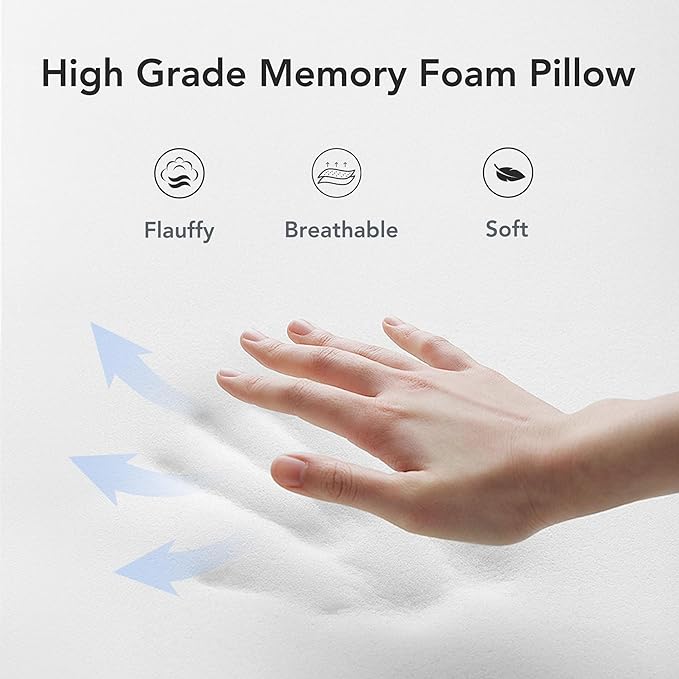 Travel Pillow, 100% Pure Memory Foam Travel Neck Pillow Airplane Neck Support Ergonomic Design for Traveling Suitable for Airplanes,Offices and Cars-Cooling Silk Light Grey Cover