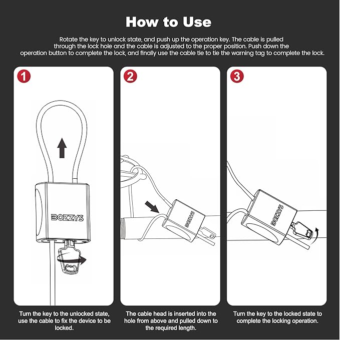 Adjustable Cable Padlock with 3 Keys | 1.15ft L x 1/6in D Aluminum Steel Cable Locks for Bikes, Gate, Lockers & Outdoor Gear | Keyed Different & Black