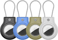 Waterproof Airtag Holder,4 Pack Airtag Case with Secure Lock,Airtags Keychain for Apple Air tags,Anti-Lost Protective Case Air tag Accessories for GPS Tracker Luggage,Bag,Key,Pet-Black/Blue/Green/Gray