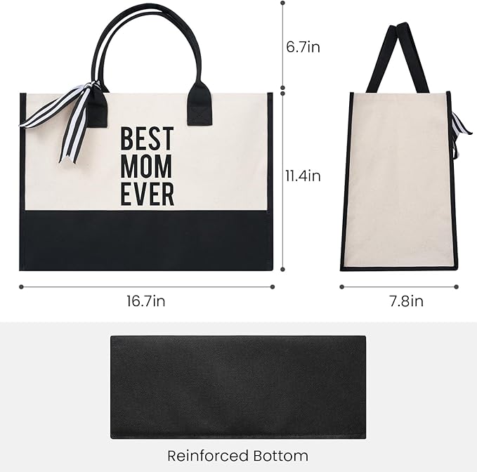 BAGAIL Initial Tote Bag, Personalized Birthday Gifts for Women, Teacher, Friends, Mom, Wedding, Monogrammed Beach Bag