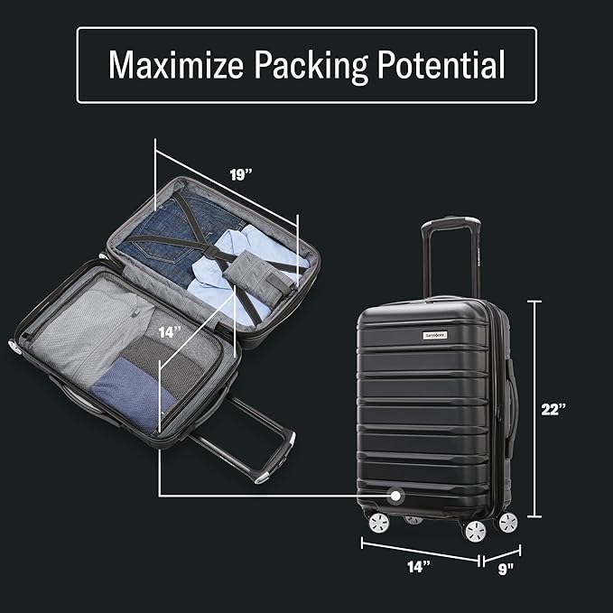 Samsonite Omni 2 Carry-On Hardside Luggage with 360° Spinner Wheels - Scratch Resistant Hardshell - TSA, Airline-Approved - Expandable Polycarbonate Shell for Lightweight Travel - Purple