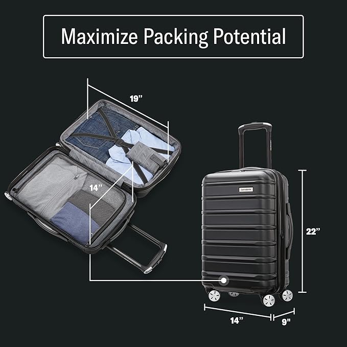 Samsonite Omni 2 Carry-On Hardside Luggage with 360° Spinner Wheels - Scratch Resistant Hardshell - TSA, Airline-Approved - Expandable Polycarbonate Shell for Lightweight Travel - Artic Silver