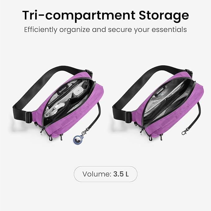 tomtoc 3.5L X-Pac Sling Bag with RFID Blocking, Crossbody Bag Minimalist Chest Shoulder Pack for Men/Women, Water-resistant Lightweight Casual Funny Pack for Travel/Daily Commute