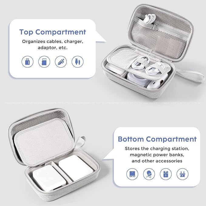 ProCase Hard Travel Electronic Organizer Case for MacBook Power Adapter Chargers Cables Power Bank Apple Magic Mouse Apple Pencil USB Flash Disk SD Card Small Portable Accessories Bag