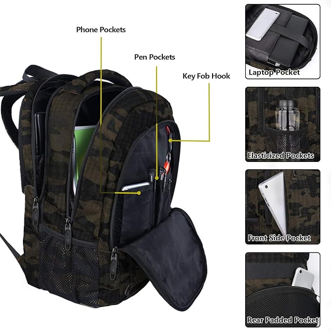 MATEIN 15.6 Inch Laptop Backpack, Sturdy Business Travel Laptop Bagpack with USB Charging Port, Sturdy Carry On Water-Resistant Daypack for Work College Bookbag Men Women Computer Backpack