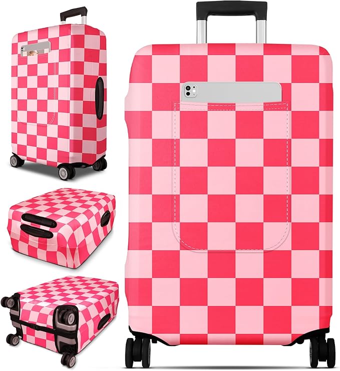 Slohif Luggage Cover for Suitcase Tsa Approved Protector - Luggage Sleeve Large Suit Case Cover Travel Stretch Baggage Case Protective Washable Fit 31-32 Inch Checkered XL