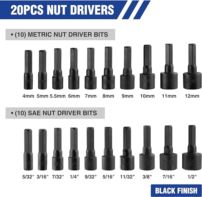 WORKPRO 61PC Magnetic Screwdriver Bits & Nut Driver Set with Organizer Bag, DIY Tools & Equipment for Men Women Mechanic, Herramientas Tool Bit Kit Home Improvement Gift, Metric & SAE