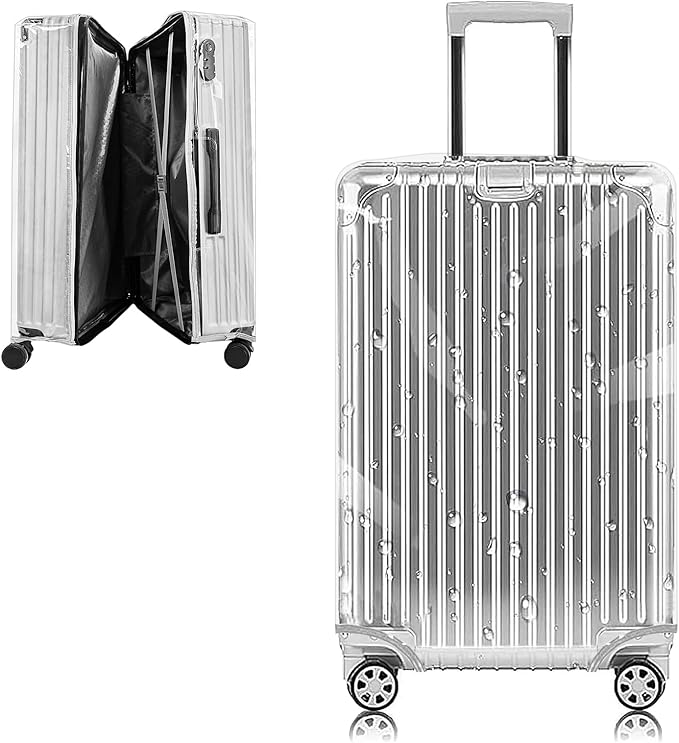 Yotako Upgraded Zippered Clear PVC Suitcase Cover, 20 Inch Luggage Covers for Suitcase Luggage Protector Suitcase Cover 20''