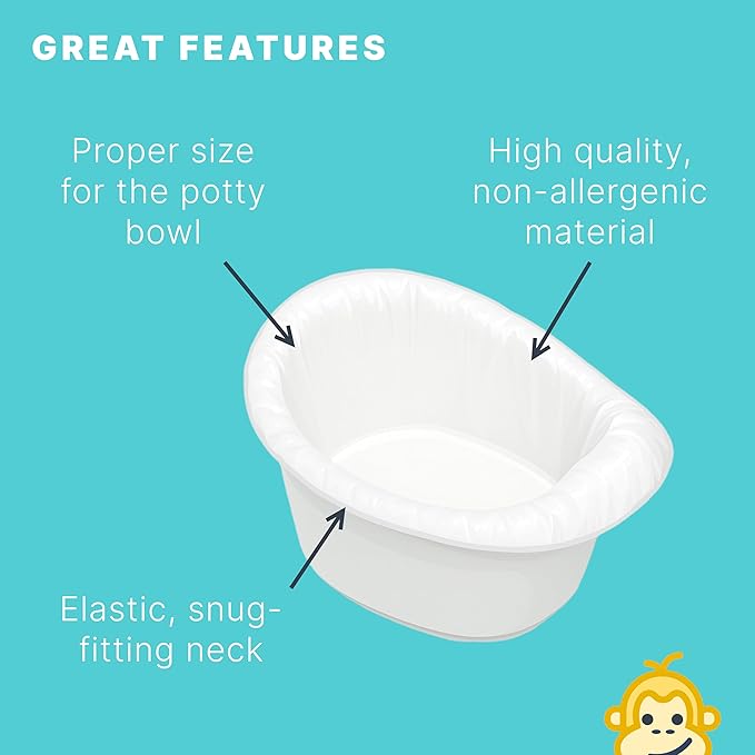 Potty Liners Compatible with Summer Infant My Potty Pro - 60 Count - Strong, Leak-Proof, Baby-Safe, Perfect Fit - Clever Baboon