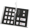 Aluminum SIM Card Case, 19Slots Ultrathin SIM Card Holder, Fit for 2 SIM Card, 14 Micro sim Card, 2 Nano sim Card and 1 Cell Phone Eject Pin Slots, Silver