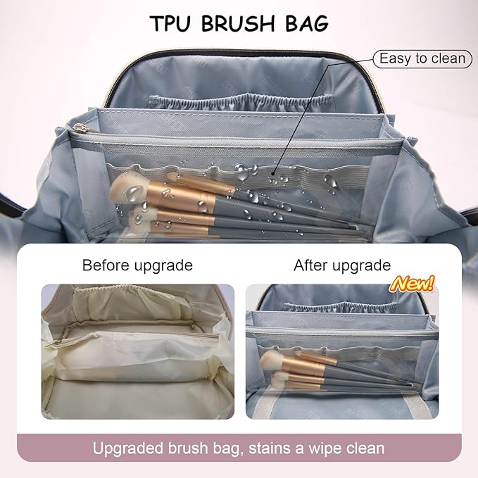 Travel Makeup Bag Cosmetic Bags for Women: 3 Sets Large Capacity Make up Bag - Portable Toiletry Bags with Handle for Women(05-Purple)