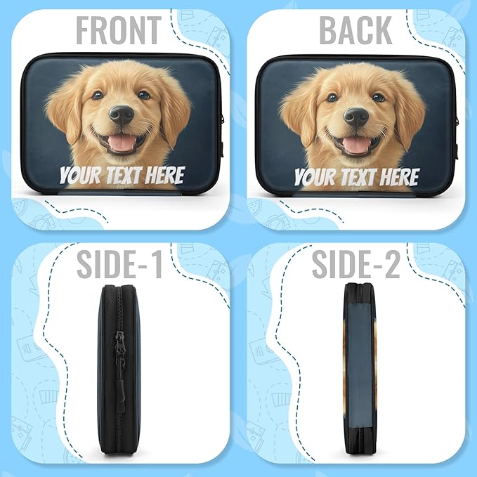 Custom Electronics Organizer Travel Case Customize Personalized Text Image Cable Charger Cord Tech Organizer Pouch Accessories Bag