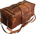 Leather 24 Inch Luggage Handmade Duffel Bag Carryall Weekender Travel Overnight Gym Sports Carry On Duffel Bag For Men And Women