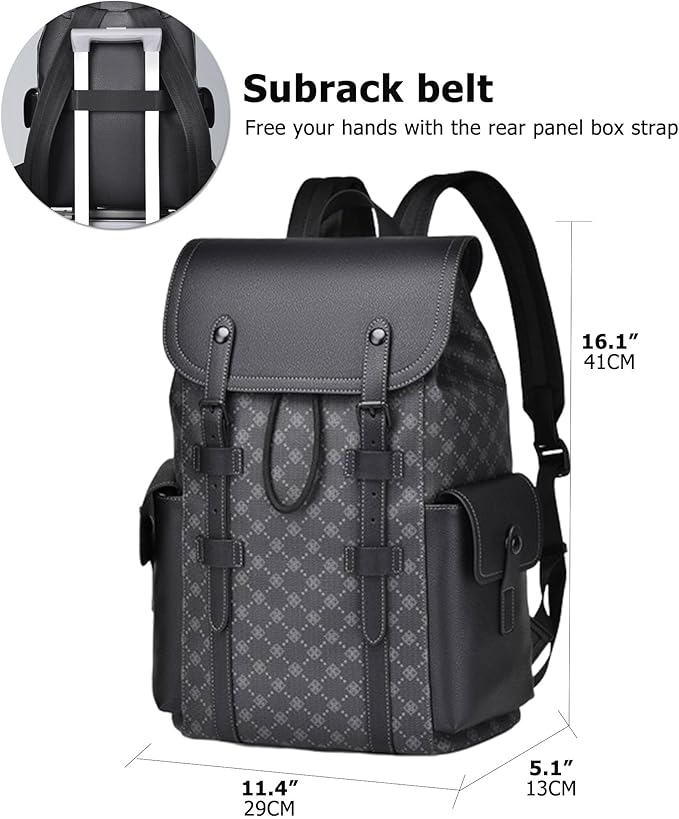 KingTo Laptop Backpack for Men Luxury Anti-Theft Travel Backpack Casual Business Waterproofing Computer Bag (woven black)
