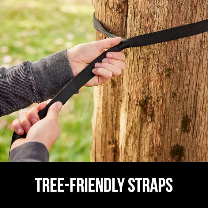 GORILLA GRIP Durable Portable Camping Hammock, Holds 500lbs with Heavy Duty Tree Straps, Comfortable Travel Swing, Camp Hammocks, Easy to Use and Install, Outdoor Essentials, Blue, 10x6.5 FT