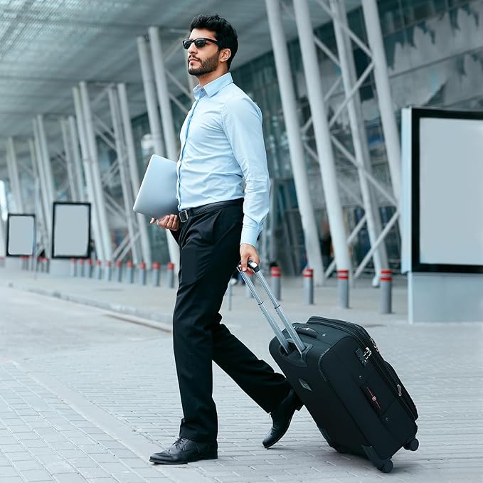 Softside Expandable Luggage with 4 Spinner Wheels, Durable Checked-Luggage Suicase (Black, 31-Inch)