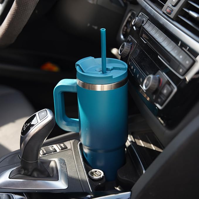 30 oz Tumbler with Handle and 2 Straws,2 in 1 Lid Insulated Water Bottle Stainless Steel Travel Coffee Mug,Pink