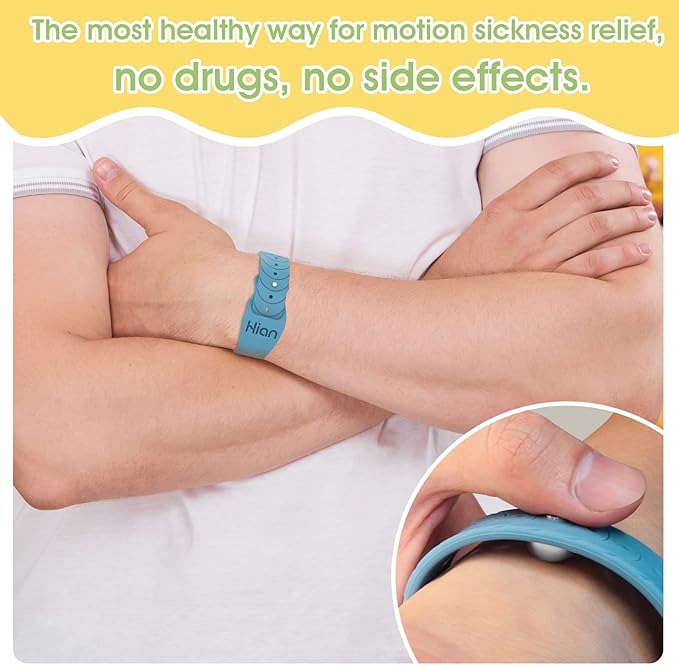 Hion Motion Sickness Bracelets Sea Sickness Wristbands for Motion Sickness/Morning Sickness/Pregnancy Nausea Anti Nausea Bands Acupressure Wristband(3Pairs-Black+Purple+Transparent)