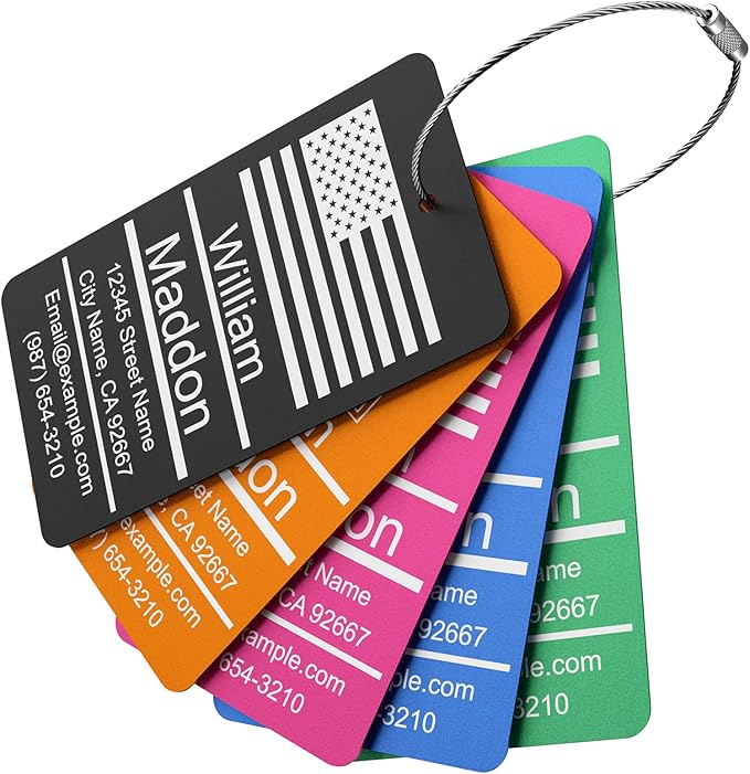 Luggage Tags for Suitcase - Green Personalized Engraved Metal Tag for Cruise Travel - Custom Name Tags Suitable for Bags and Backpacks No Underline (2x3.5 inch)
