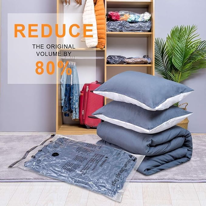 10 Medimu Vacuum Storage Bags with Electric Pump, Plastic Packaging Bags,Space Saver Sealer Compression Bags for Blankets, Comforters, Pillows, Clothes Storage