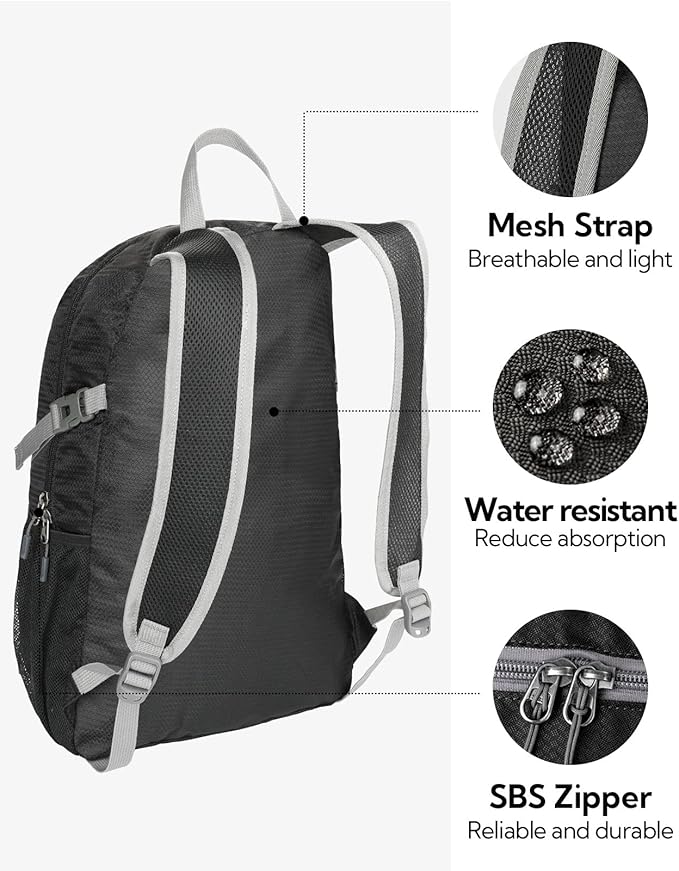 WATERFLY Small Lightweight Packable Backpack: 20l Ultra Light Foldable Travel Hiking Camping Daypack Day Pack for Man Woman