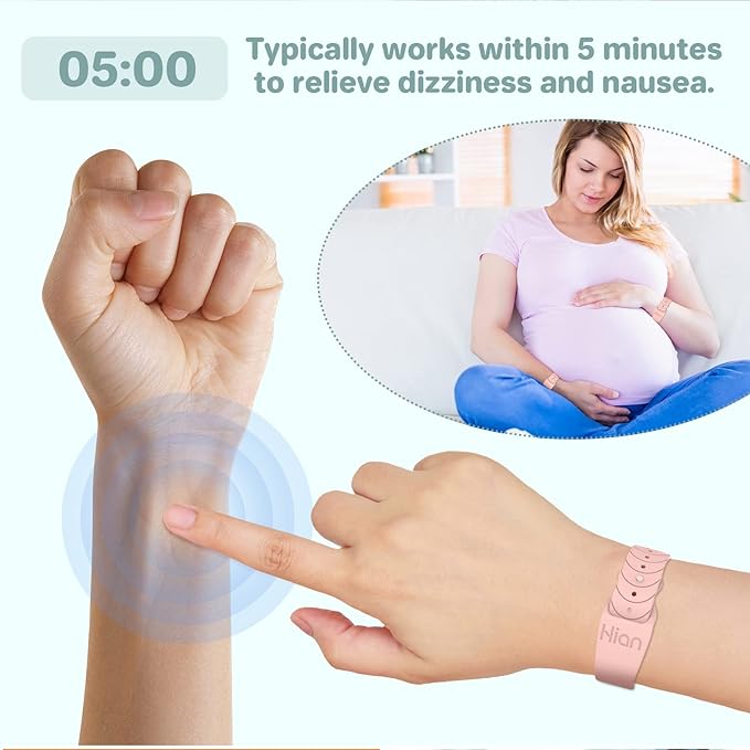 Hion Motion Sickness Bracelets Sea Sickness Wristbands for Motion Sickness/Morning Sickness/Pregnancy Nausea Anti Nausea Bands Acupressure Wristband Motion Sickness Bands(3Pairs-Black+Bule+White)