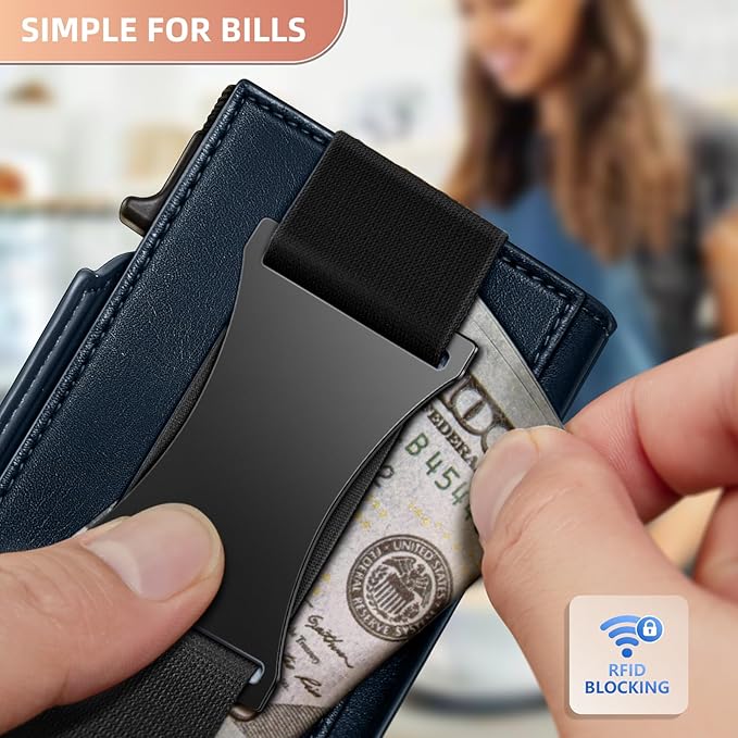 BULLIANT Men Wallet Gift Boxed,Slim Front Pocket Wallet Money Clip Card Holder 3.8"x2.7",Pop-up Access